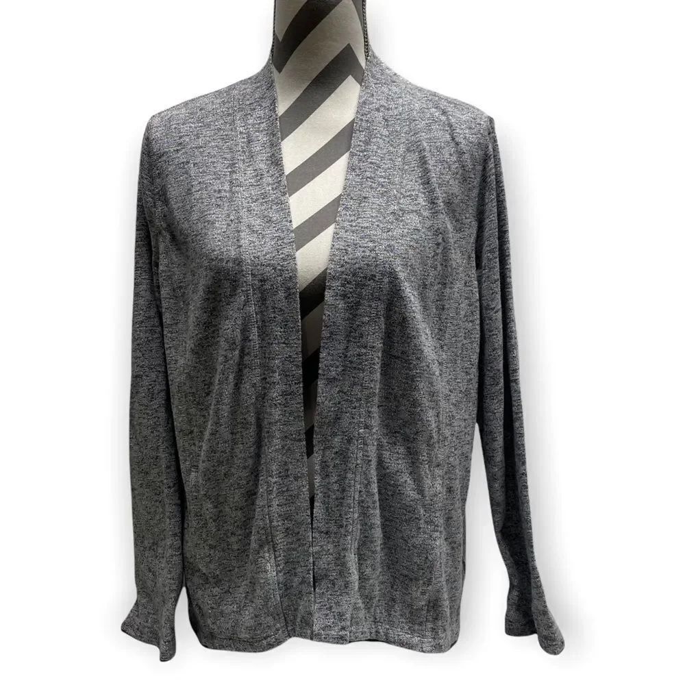 Talbots Gray Heather Open Front Cardigan